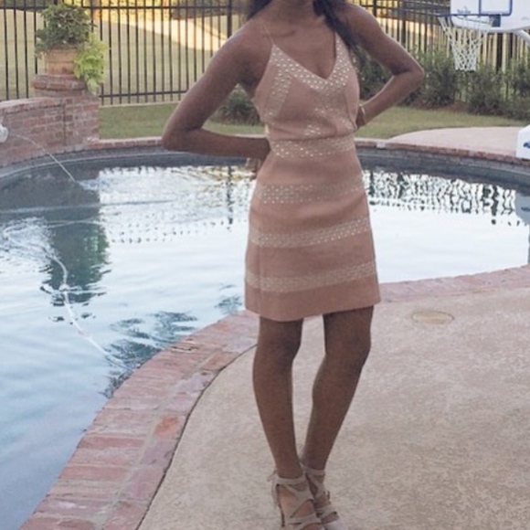 Pink with gold dot detailing cocktail dress size 2 - Picture 1 of 3